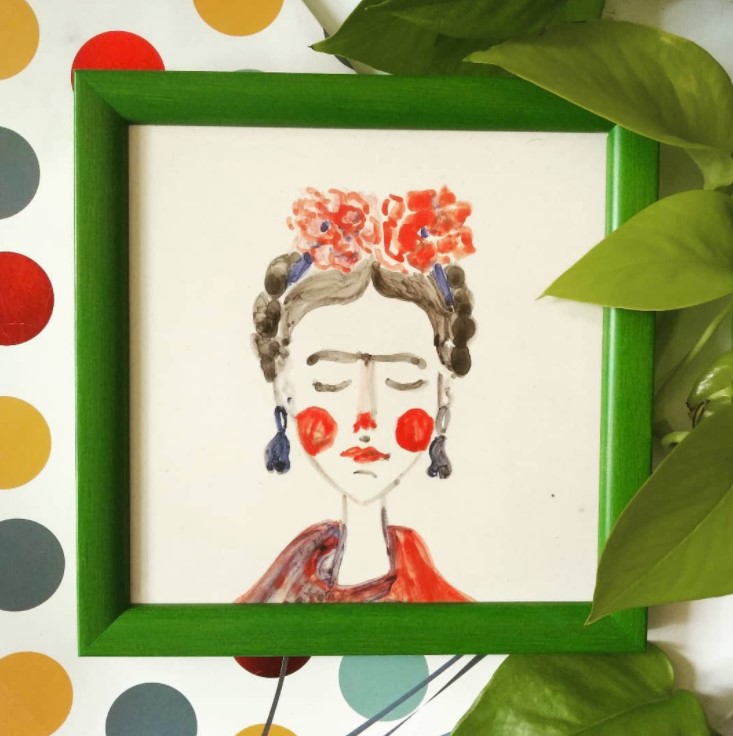 dzieła sztuki malowane na ceramice - Frida Kahlo