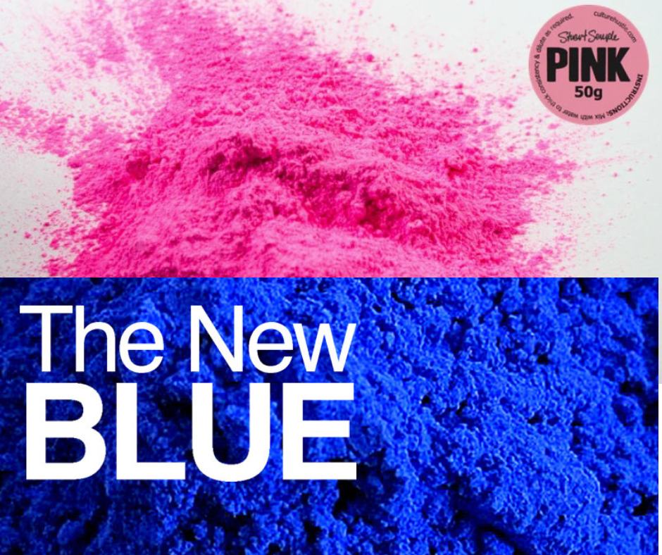 Różowy i niebieski jako przykład sztucznych pigmentów