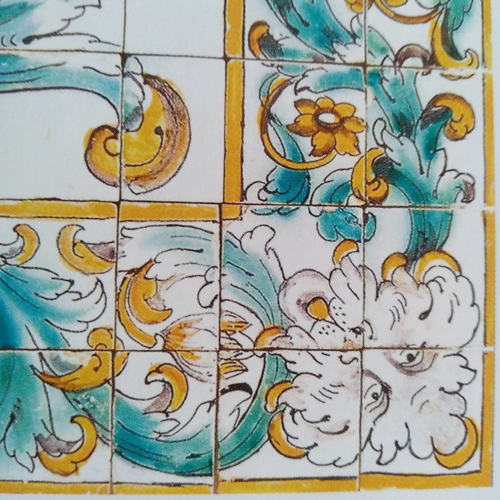 Muzeum Azulejos w Lizbonie - panel pt. Kot i mysz - fragment