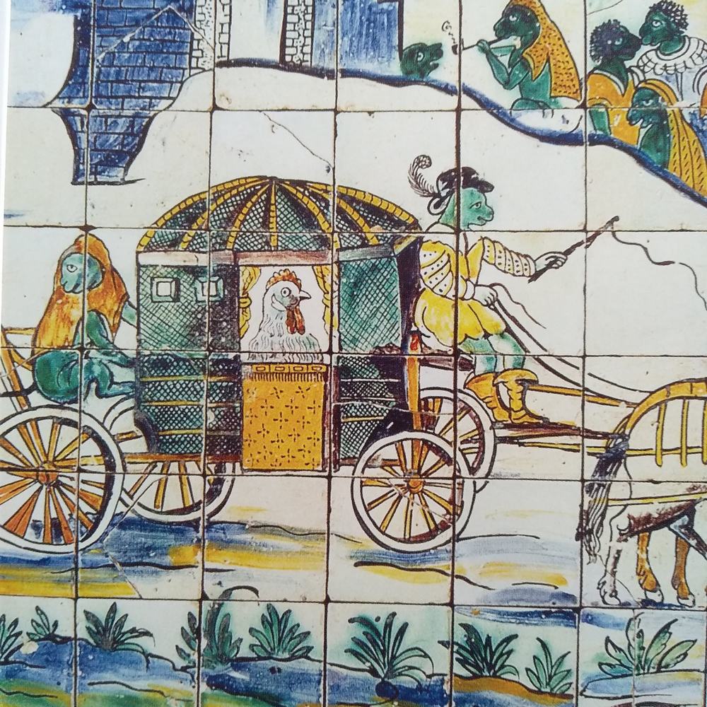 Muzeum Azulejos w Lizbonie - panel pt. Ślub kury