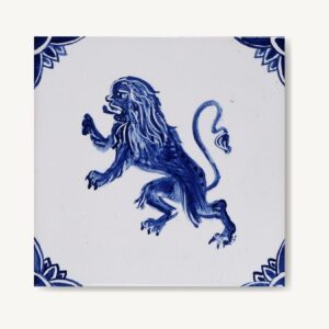 Niebieski lew namalowany na kafelku