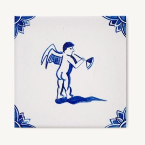 Kafelek z aniołkiem grającym na trąbce