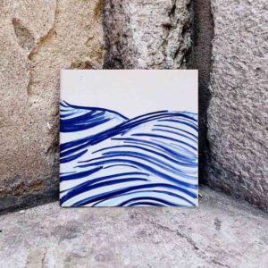 Morska fala na kafelku malowana