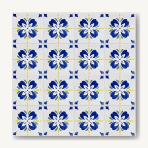 Ornament kolorowy z przewagą kobaltu, rytm powtarzalnych elementów