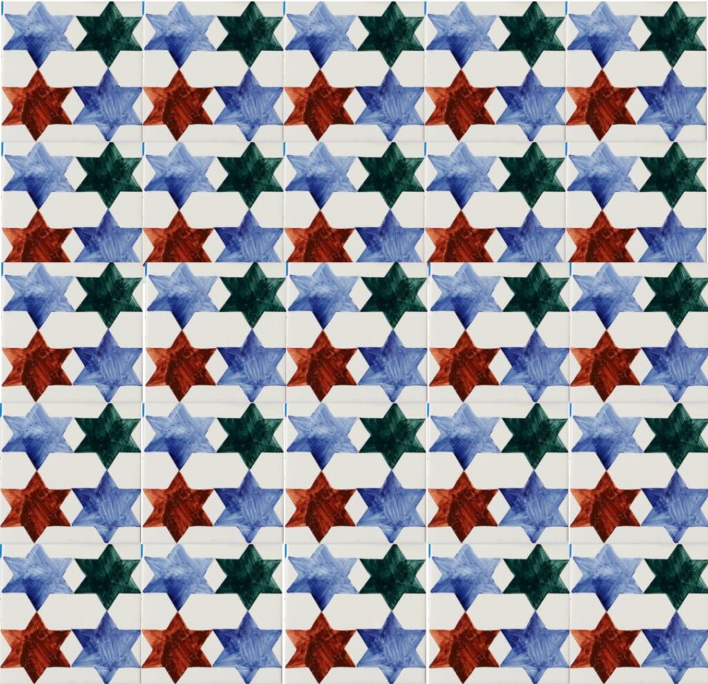 siatka z kolorowymi gwiazdkami w stylu hiszpańskim