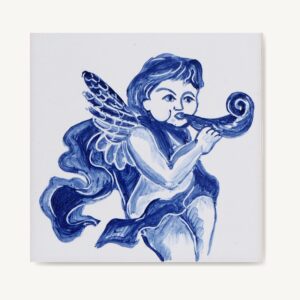 Aniołek namalowany na kafelku ceramicznym