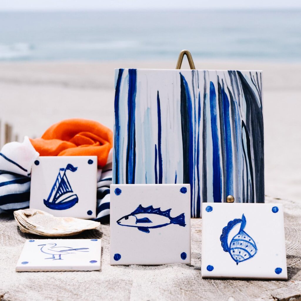 Morski mix kafelków ręcznie namalowanych