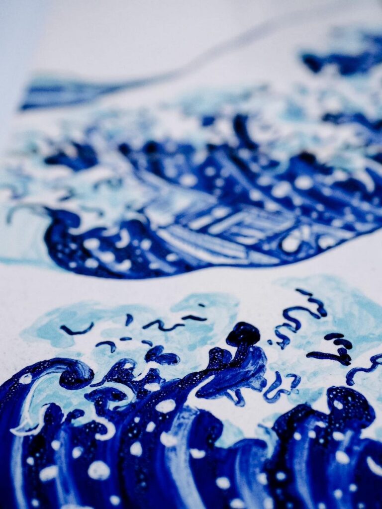 Detal panelu z Wielką Falą Hokusaia