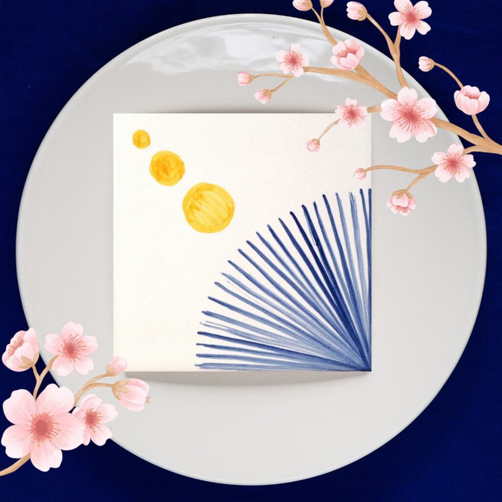 Geometryczny i nowoczesny wzór namalowany ręcznie na płytkach ceramicznych