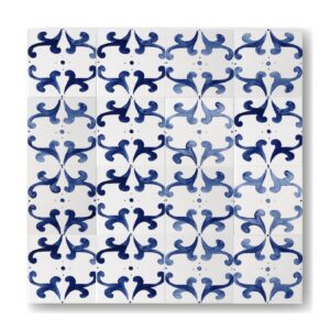 niebieski ornament zainspirowany Hiszpanią namalowany na kafelkach azulejos.
