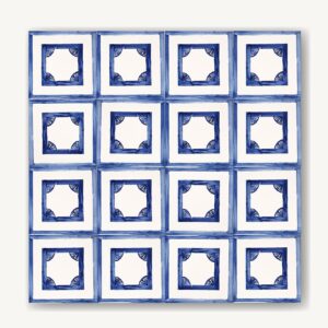 niebieski ornament zainspirowany Hiszpanią namalowany na kafelkach azulejos.