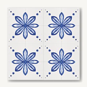 rytmicznie ułożony wzór Yoko, ręcznie malowane ornamenty azulejos, niebieskie