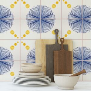 kafelki w kuchni żółto-niebieskie