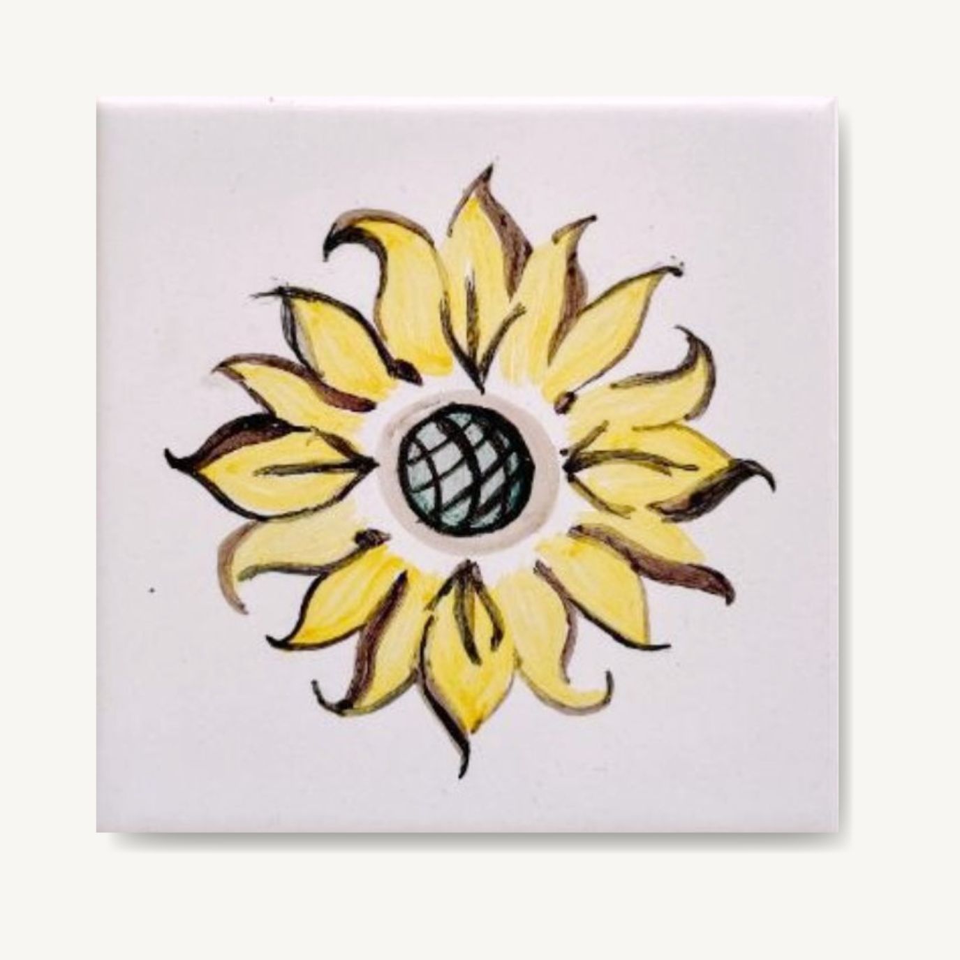Kafelek ze słonecznikiem ręcznie malowany