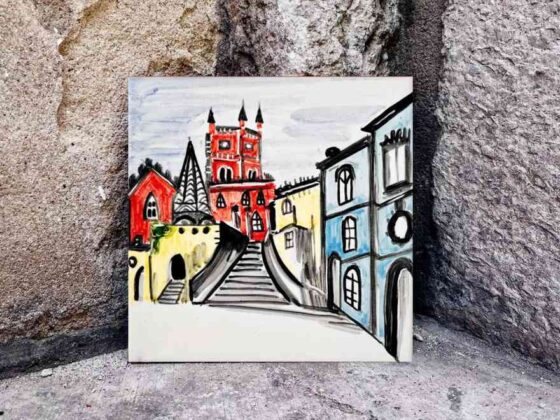 Placio da Pena w Sintrze namalowany ręcznie na kafelku ceramicznym