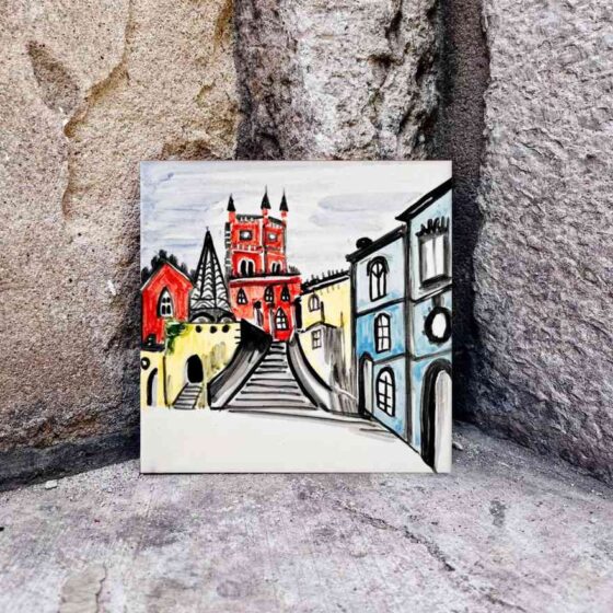 Placio da Pena w Sintrze namalowany ręcznie na kafelku ceramicznym