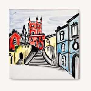 Palacio da Pena w Sintrze namalowany ręcznie na kafelku ceramicznym