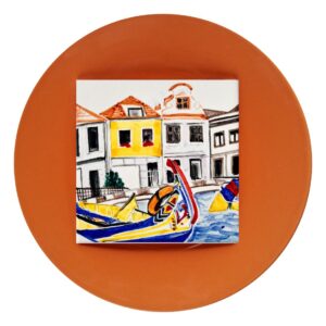 Gondola - symbol Aveiro - namalowana ręcznie na kafelku ceramicznym