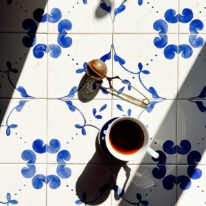 kafelki są też świetne na blaty stołów i na parapety