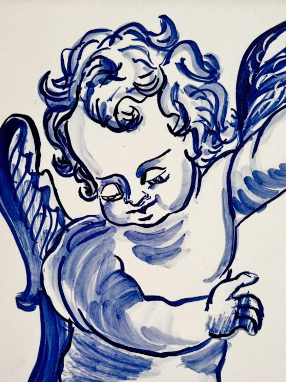Anioł namalowany ręcznie na azulejos
