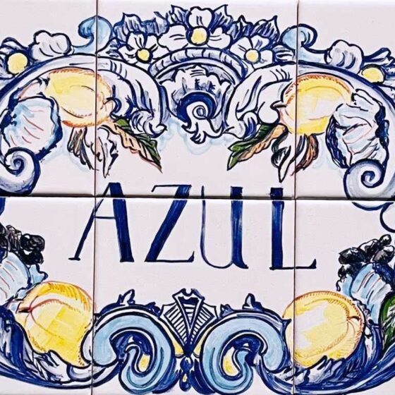 szyld ręcznie malowany na kafelkach ceramicznych