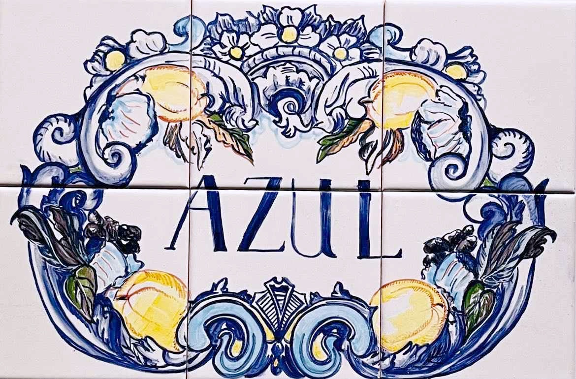 szyld ręcznie malowany na kafelkach ceramicznych