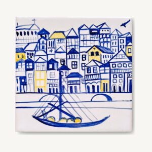 Ribeira w Porto w dwóch kolorach namalowana