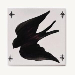 kafelek z jaskółką ręcznie malowaną