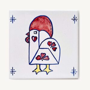 kafelek z ręcznie namalowanym kogutem portugalskim