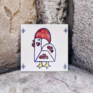 kafelek z ręcznie namalowanym kogutem portugalskim