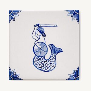 kafelek z syrenką na kafelku ceramicznym w stylu Delft