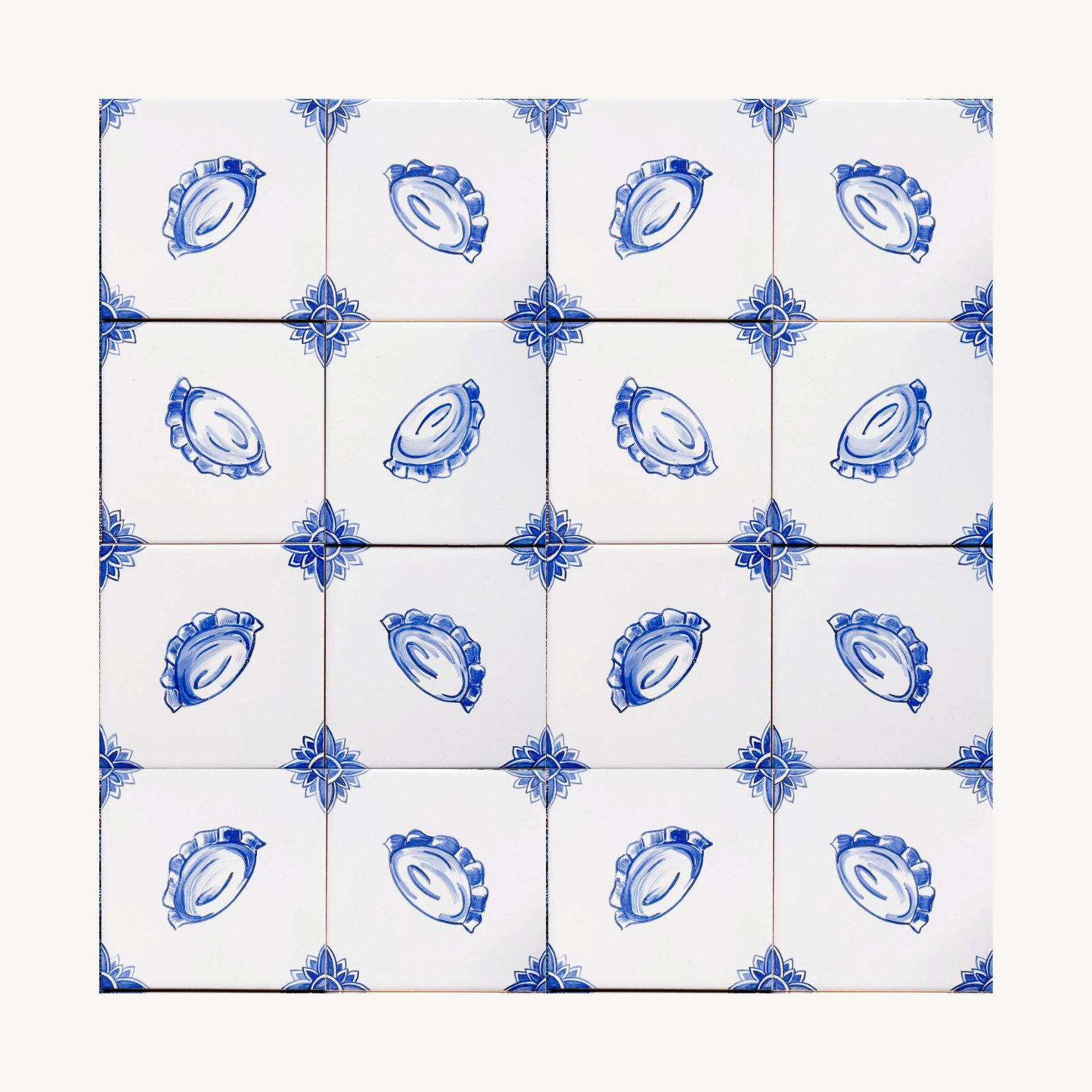 rytm ręcznie malowanych kafli z pierożkami