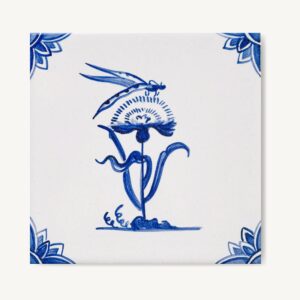 kafelek namalowany ręcznie z chabrem i ważką