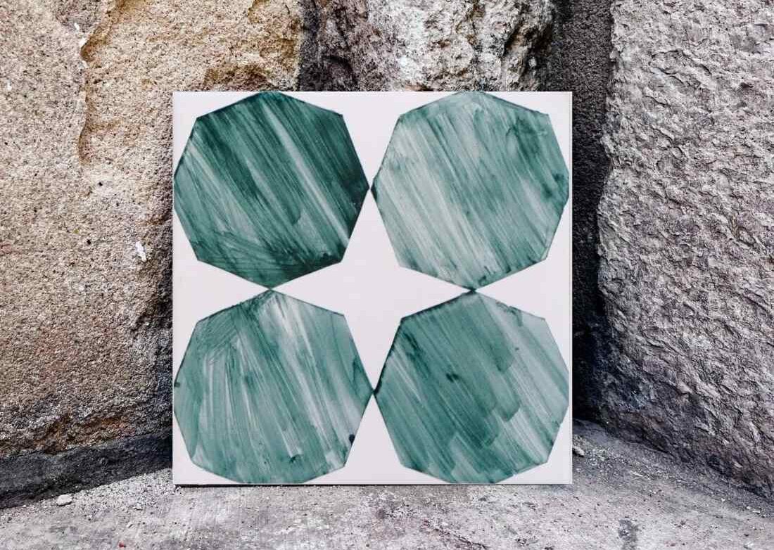 Kafelek świąteczny z gwiazdką, biało-zielony