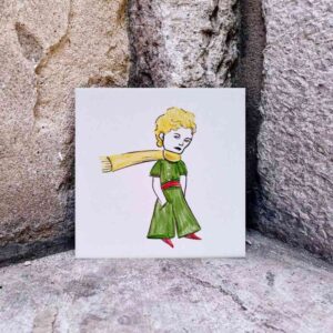 Autorska wersja Małego Księcia namalowana ręcznie na kafelku, kolorowa