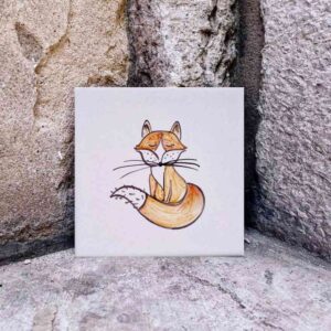 Lis w kolorze namalowany na azulejo