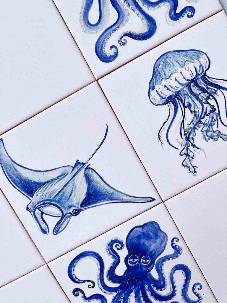 płaszczka na azulejos, w kolorze