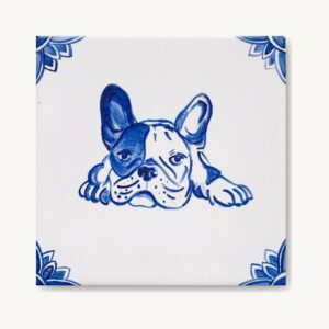 Buldog francuski na kafelku namalowany