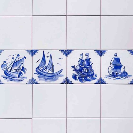 Komplet 4 kafli z motywem statków holenderskich