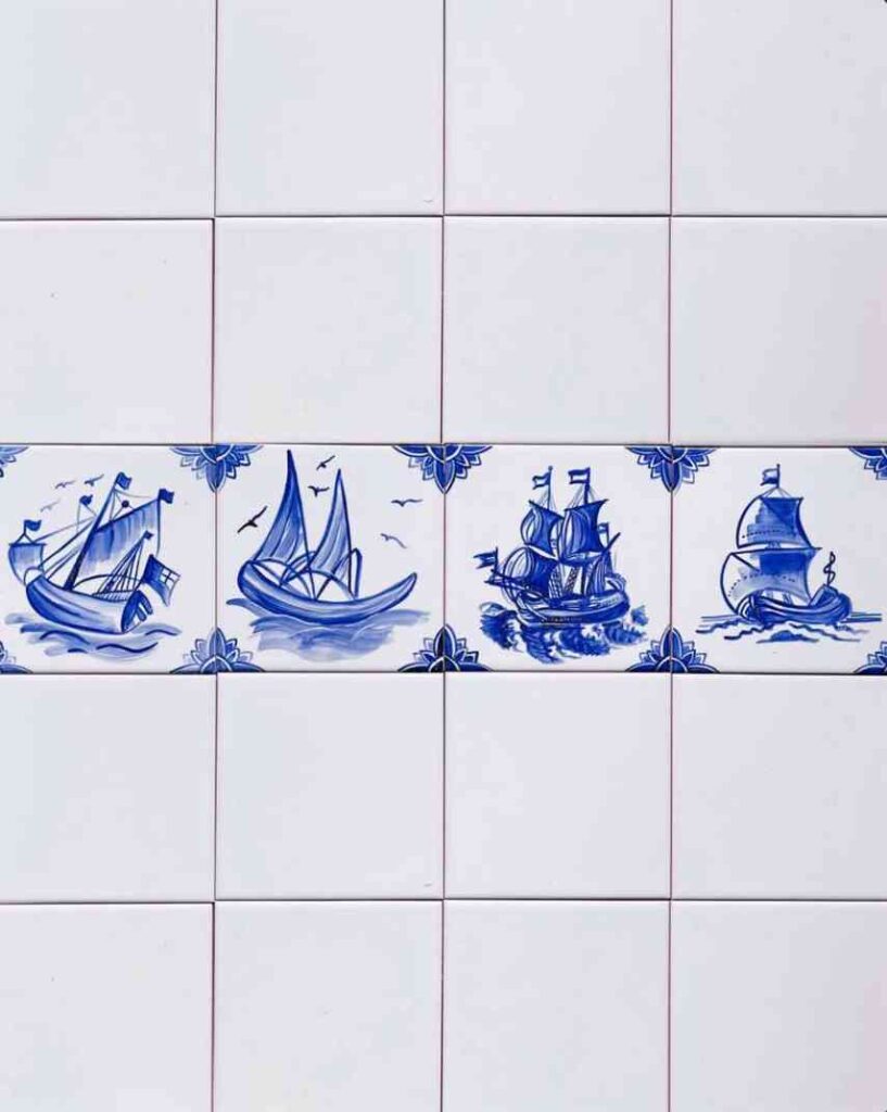 Komplet 4 kafli z motywem statków holenderskich