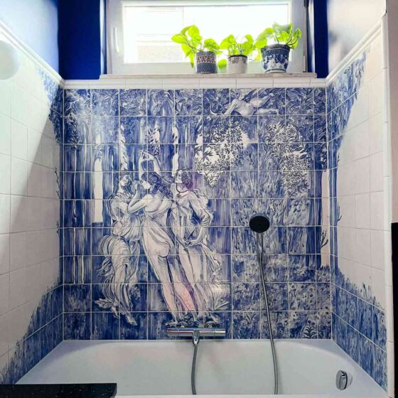 Obraz ceramiczny ręcznie malowany, nad wanną