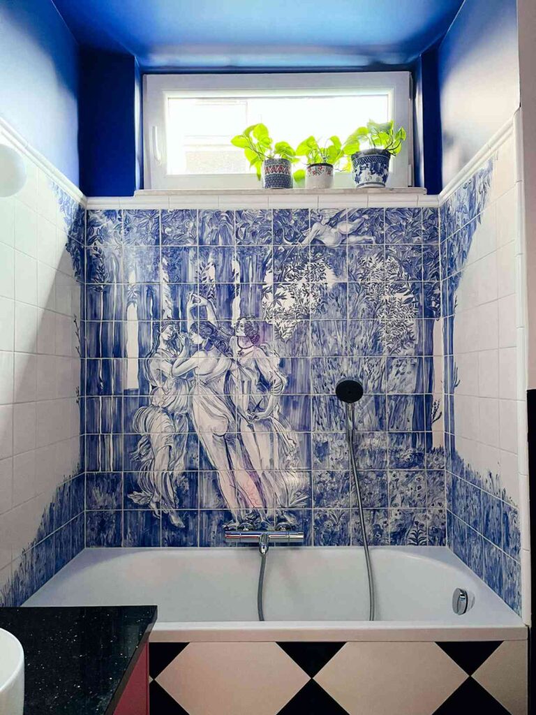 Obraz ceramiczny ręcznie malowany, nad wanną