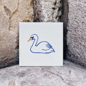 płytka ceramiczna z łabędziem