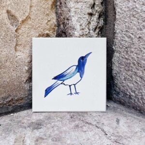 Kafelek ze sroką, płytka z motywem ptaków