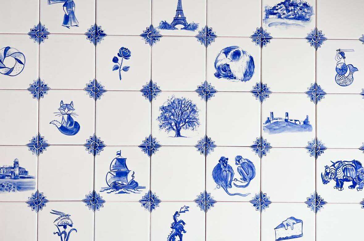 Płytki holenderskie biało-niebieskie, różne wzory wybrane przez klienta
