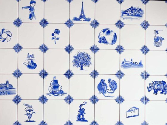 Płytki holenderskie biało-niebieskie, różne wzory wybrane przez klienta